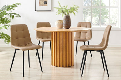 Shangri-La Set of 4 Dover Dining Chairs - Tan PU Leather