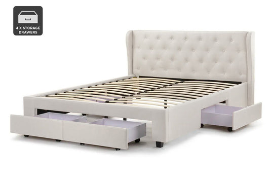 Shangri-La Marseille Storage Bed Frame (Double Beige)