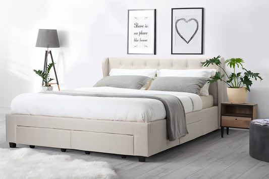 Shangri-La Marseille Storage Bed Frame (Queen Beige)