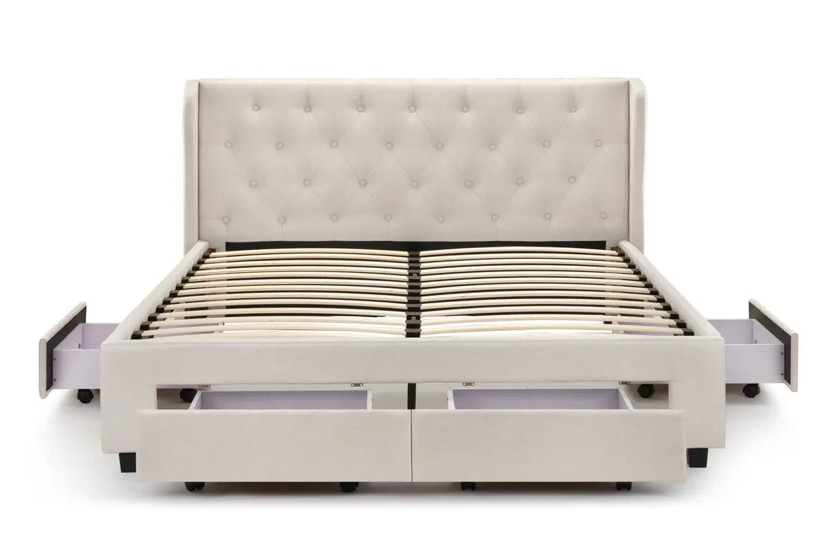Shangri-La Marseille Storage Bed Frame (Queen Beige)