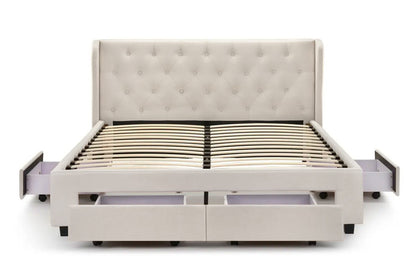 Shangri-La Marseille Storage Bed Frame (Double Beige)