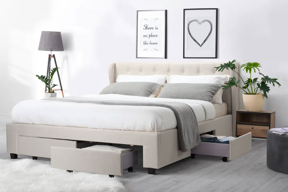Shangri-La Marseille Storage Bed Frame (Queen Beige)