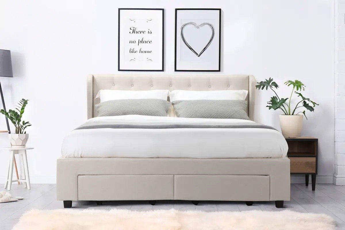 Shangri-La Marseille Storage Bed Frame (Double Beige)