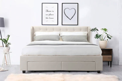 Shangri-La Marseille Storage Bed Frame (Double Beige)