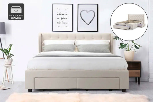Shangri-La Marseille Storage Bed Frame (Queen Beige)