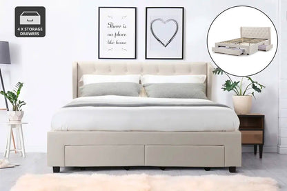 Shangri-La Marseille Storage Bed Frame (Queen Beige)