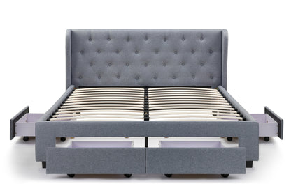 Shangri-La Marseille Storage Bed Frame ( Light Grey, Double)