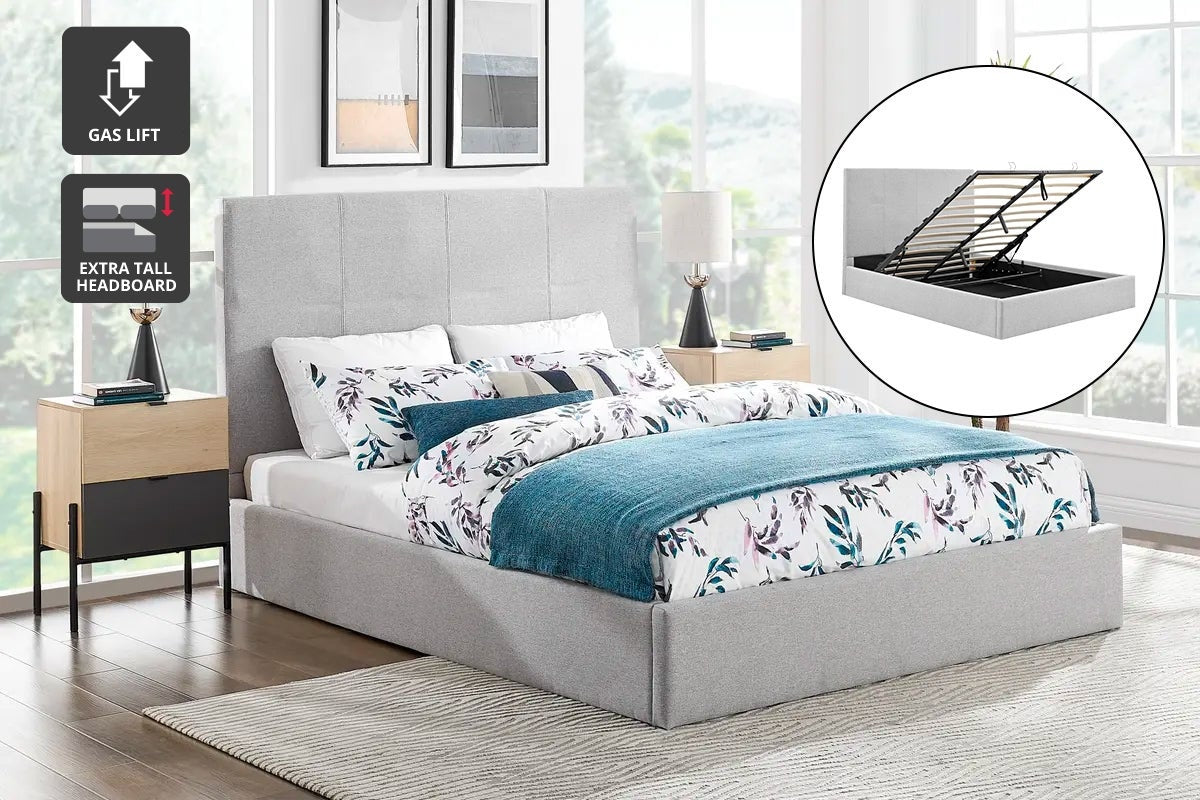 Shangri-La Antalya Gas Lift Bed Frame (Light Grey, Queen)