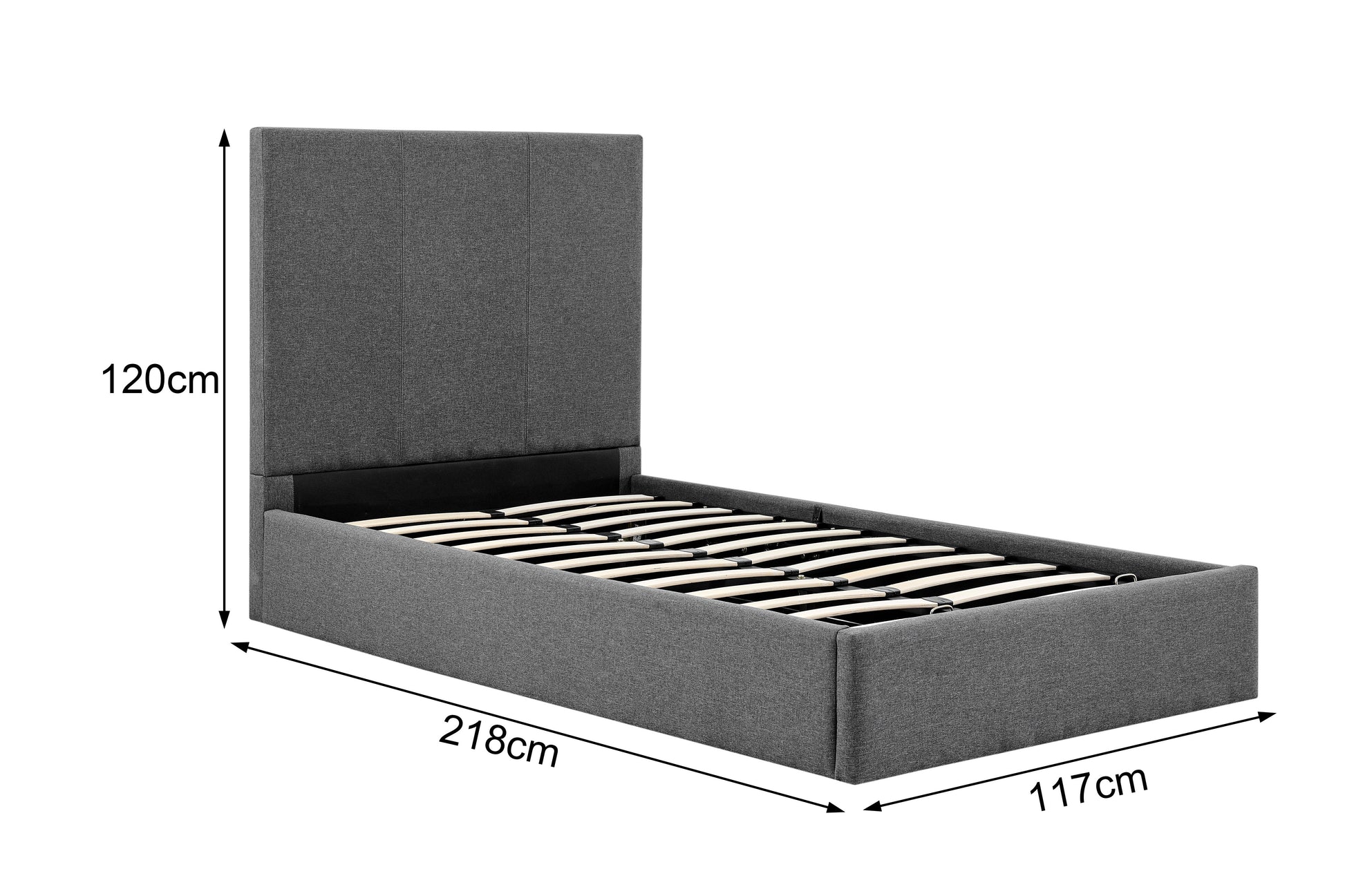 Shangri-La Antalya Gas Lift Bed Frame - (King Single Charcoal)