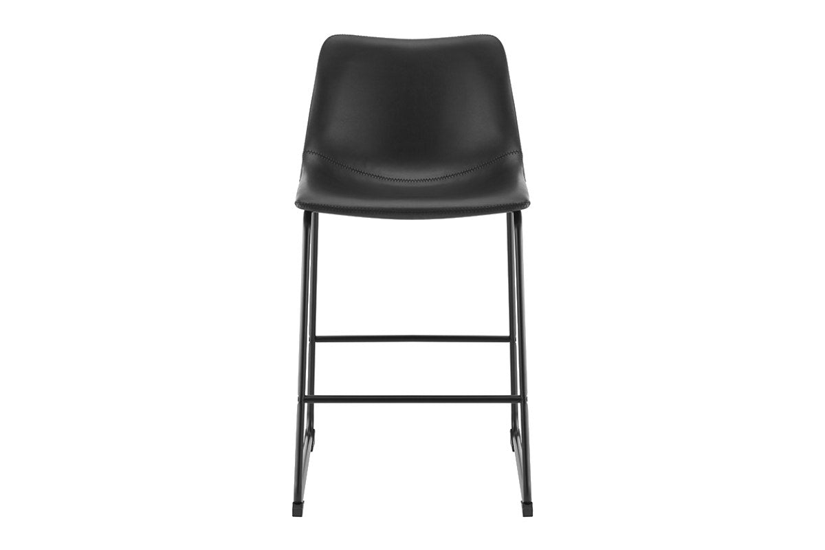 Shangri-La Set of 2 Jackson Sled Base Stools (Black/Black PU)