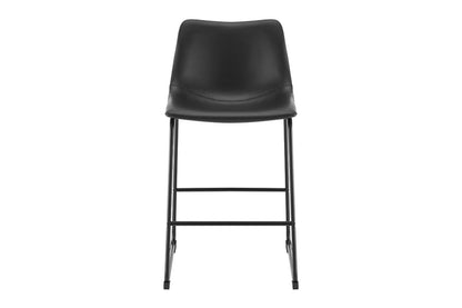 Shangri-La Set of 2 Jackson Sled Base Stools (Black/Black PU)