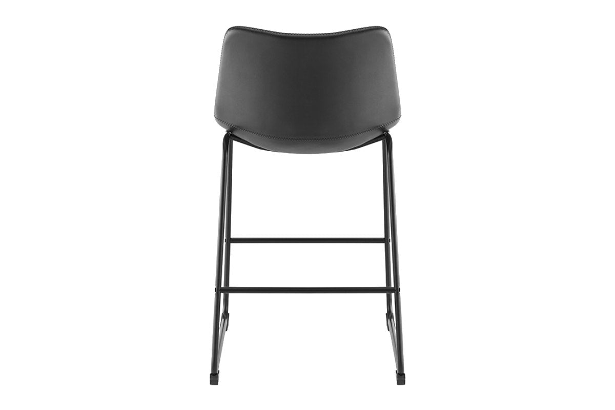 Shangri-La Set of 2 Jackson Sled Base Stools (Black/Black PU)