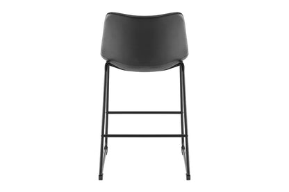 Shangri-La Set of 2 Jackson Sled Base Stools (Black/Black PU)