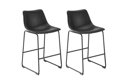 Shangri-La Set of 2 Jackson Sled Base Stools (Black/Black PU)