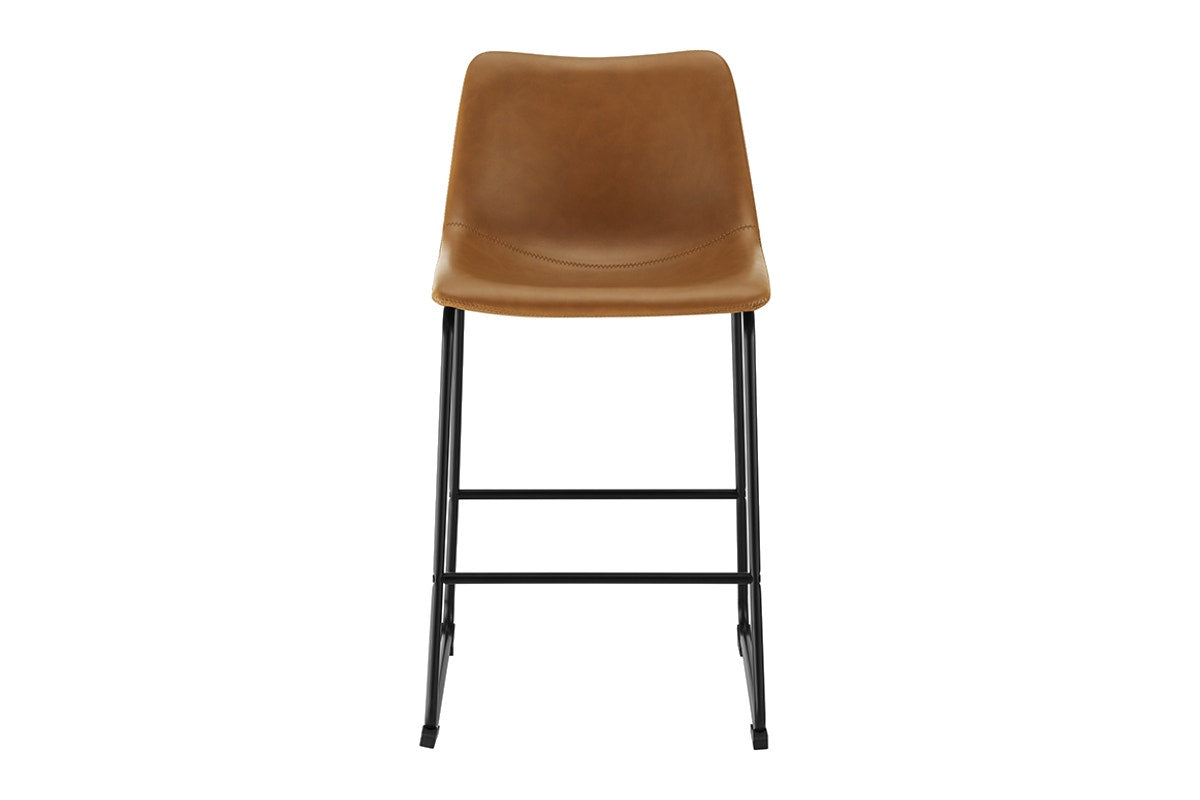 Shangri-La Set of 2 Jackson Sled Base Stools (Black/Tan PU)