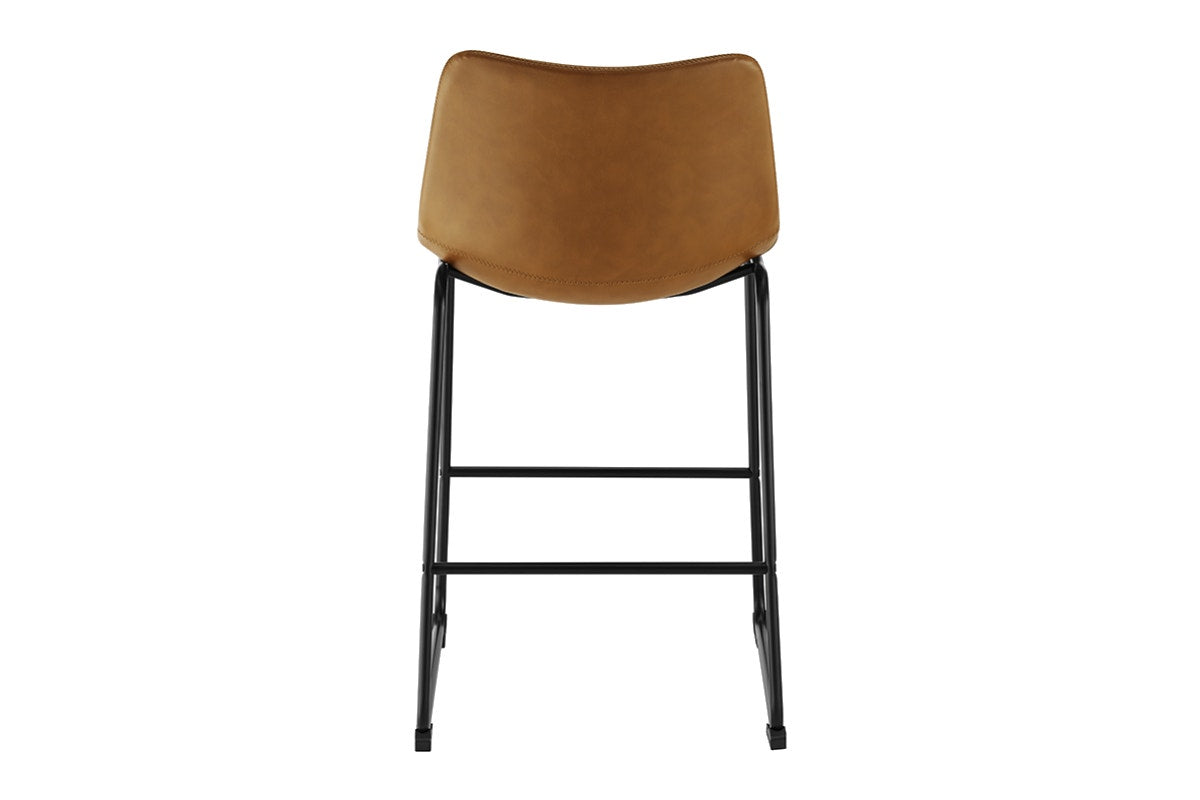 Shangri-La Set of 2 Jackson Sled Base Stools (Black/Tan PU)