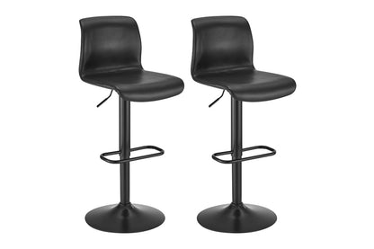 Shangri-La Set of 2 Jackson Height Adjustable Stools (Black/Black PU)