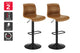 Shangri-La Set of 2 Jackson Height Adjustable Stools (Black/Tan PU)
