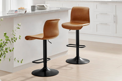 Shangri-La Set of 2 Jackson Height Adjustable Stools Black/Tan