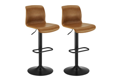 Shangri-La Set of 2 Jackson Height Adjustable Stools Black/Tan