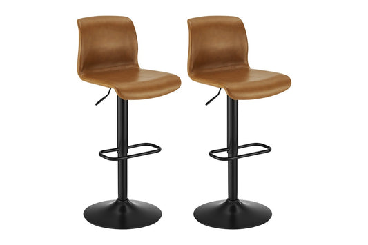 Shangri-La Set of 2 Jackson Height Adjustable Stools (Black/Tan PU)