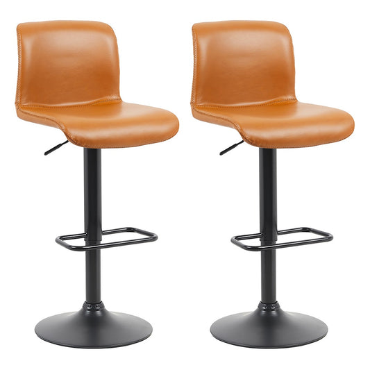 Set of 2 Shangri-La Jackson Height Adjustable Bar Stools (Black/Tan PU)