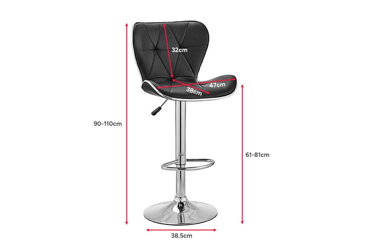 Set of 2 Shangri-La Leana Faux Leather Adjustable Bar Stools (Black)