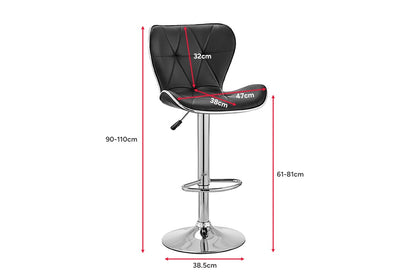 Set of 2 Shangri-La Leana Faux Leather Adjustable Bar Stools (Black)