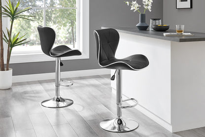 Set of 2 Shangri-La Leana Faux Leather Adjustable Bar Stools (Black)