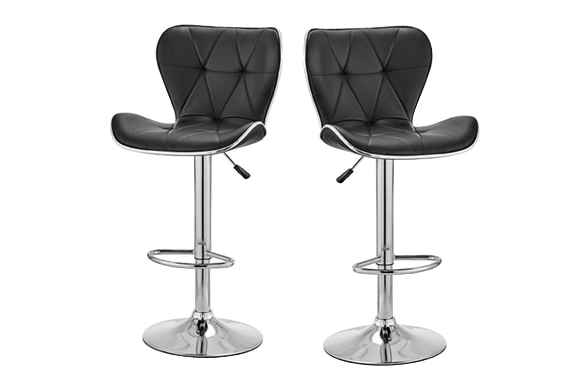 Set of 2 Shangri-La Leana Faux Leather Adjustable Bar Stools (Black)