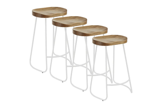 Shangri-La Set of 4 Lewis Counter Stools (White/Natural)