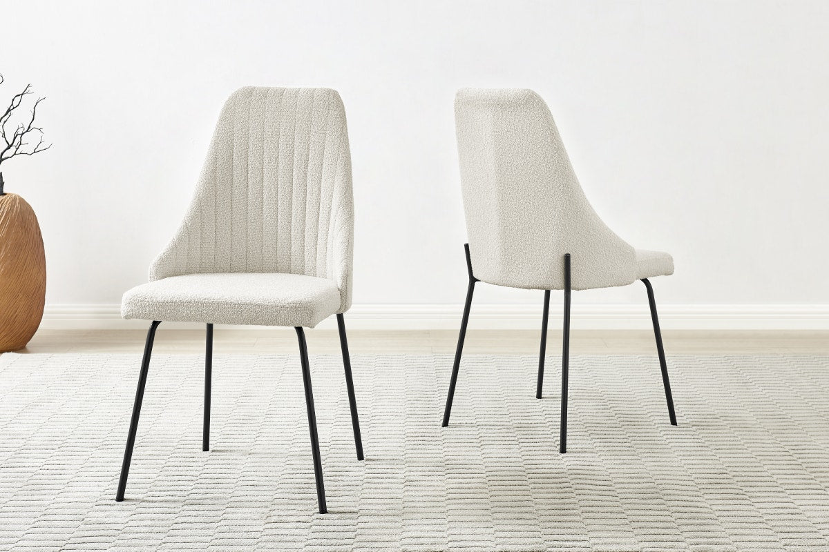 Set of 2 Shangri-La Lucca Boucle Dining Chairs (Boucle Beige)