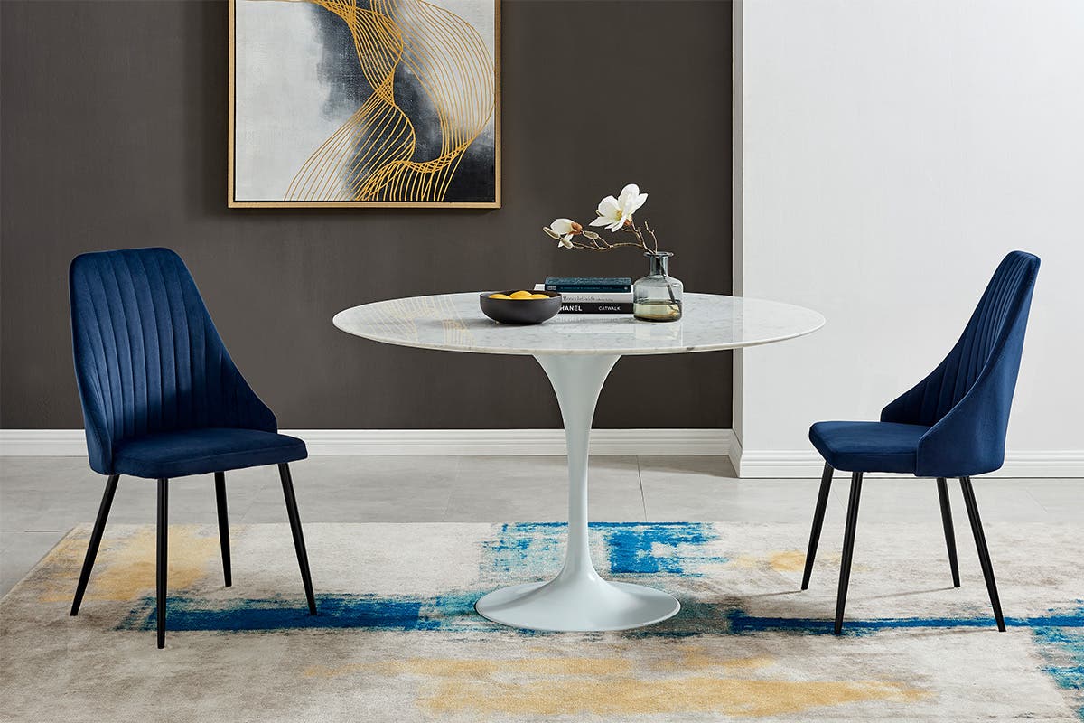 Shangri-La Set of 2 Lucca Dining Chairs (Navy)