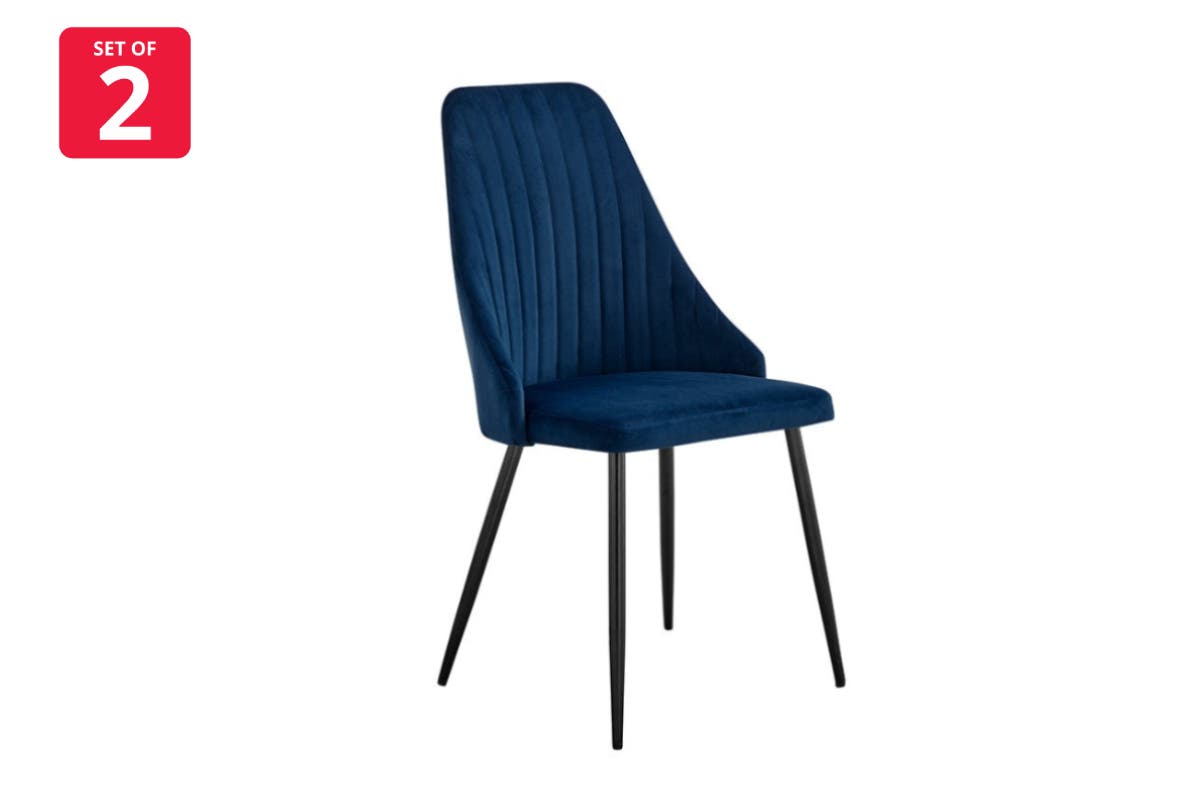 Shangri-La Set of 2 Lucca Dining Chairs (Navy)