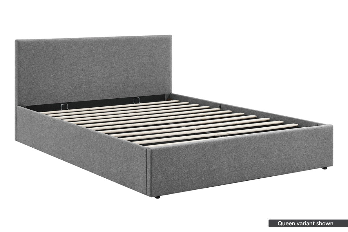 Shangri-La Lyon Gas Lift Storage Bed Frame (Grey, Double)