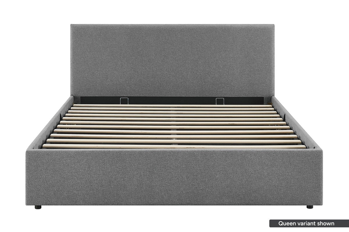 Shangri-La Lyon Gas Lift Storage Bed Frame (Grey, Double)