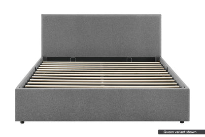 Shangri-La Lyon Gas Lift Storage Bed Frame (Grey, Double)