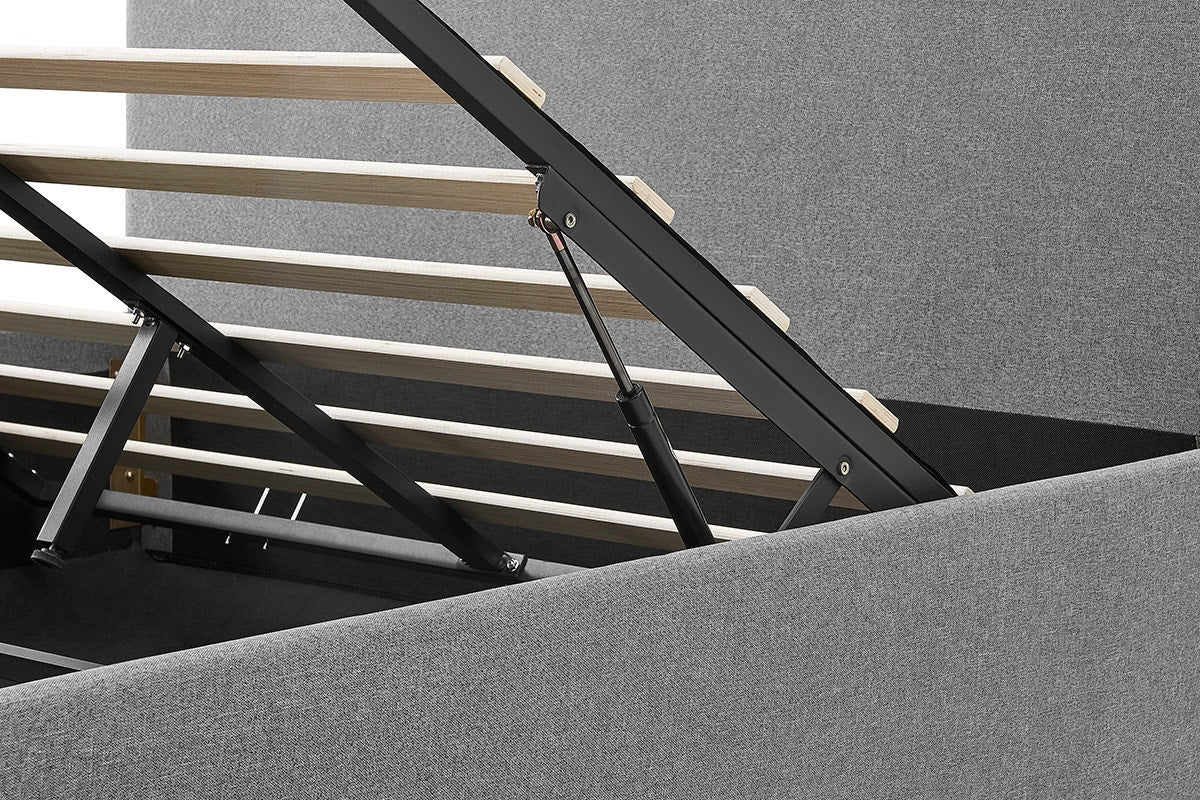 Shangri-La Lyon Gas Lift Storage Bed Frame (Grey, Double)