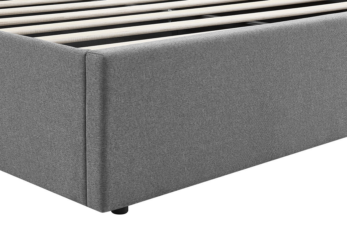 Shangri-La Lyon Gas Lift Storage Bed Frame (Grey, Double)