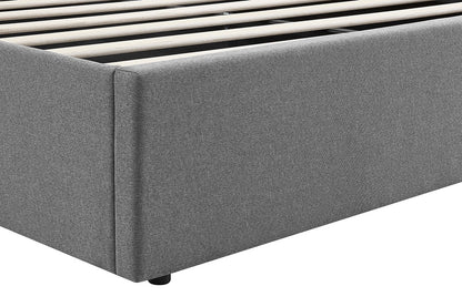 Shangri-La Lyon Gas Lift Storage Bed Frame (Grey, Double)