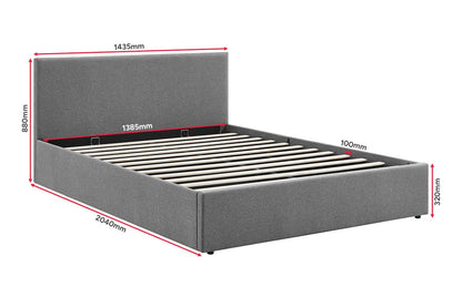 Shangri-La Lyon Gas Lift Storage Bed Frame (Grey, Double)