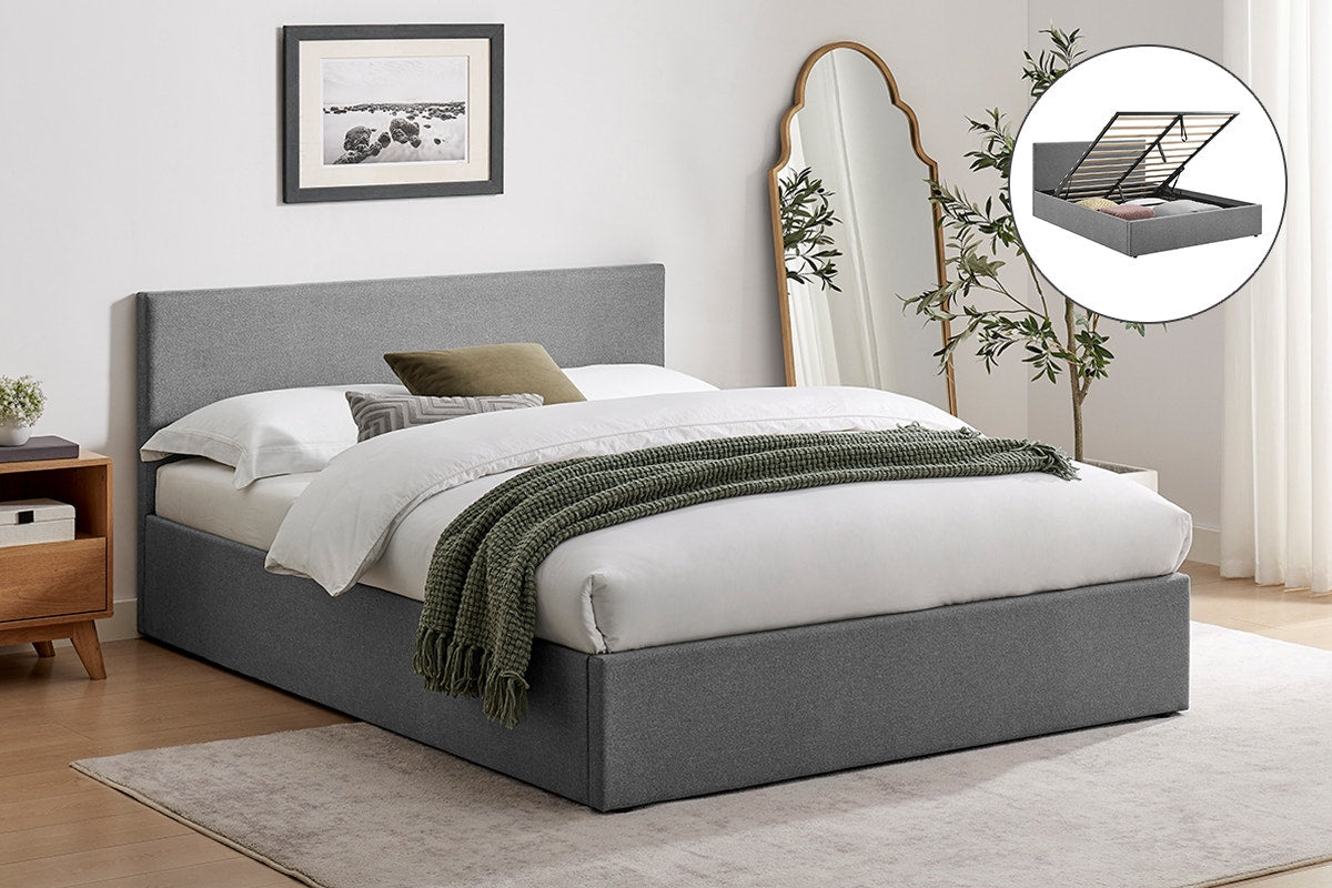 Shangri-La Lyon Gas Lift Storage Bed Frame (Grey, Queen)