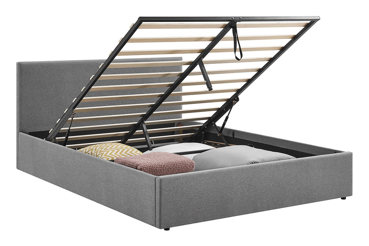 Shangri-La Lyon Gas Lift Storage Bed Frame (Grey, Queen)