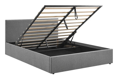 Shangri-La Lyon Gas Lift Storage Bed Frame (Grey, Queen)