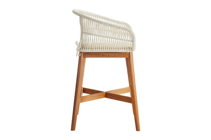 Set of 2 Shangri-La Lorne Rope Cushion Acacia Wood Outdoor Bar Stools (Cream)