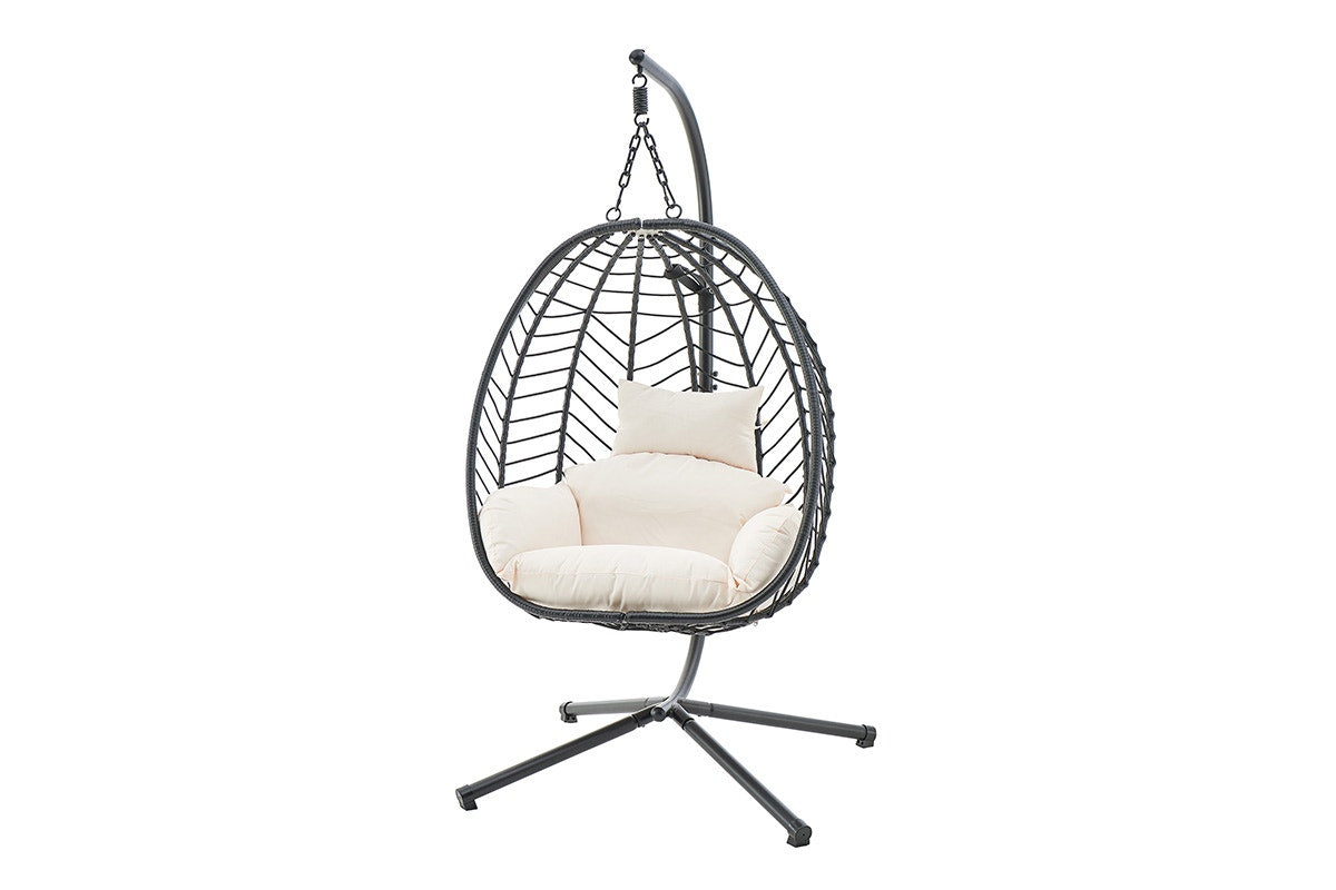 Shangri-La Mackenzie Outdoor Furniture Egg Chair (Black/ Beige)