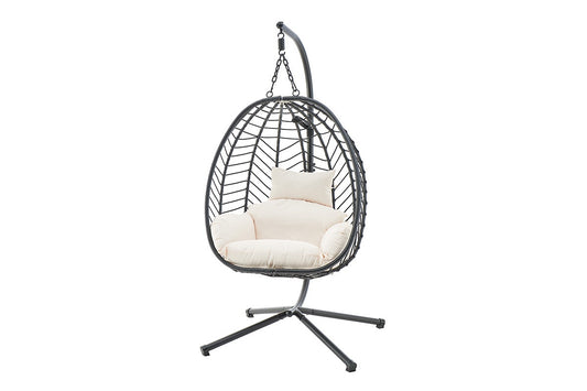 Shangri-La Mackenzie Outdoor Furniture Egg Chair (Black/ Beige)