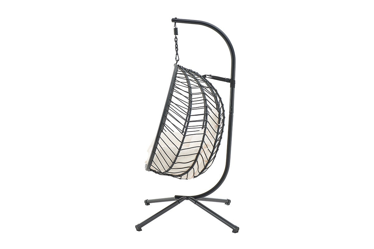 Shangri-La Mackenzie Outdoor Furniture Egg Chair (Black/ Beige)