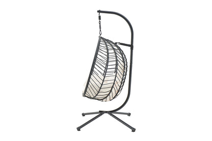 Shangri-La Mackenzie Outdoor Furniture Egg Chair (Black/ Beige)