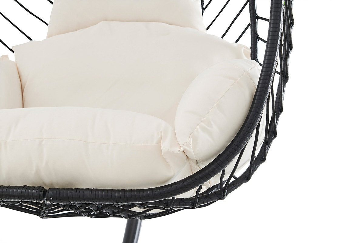 Shangri-La Mackenzie Outdoor Furniture Egg Chair (Black/ Beige)